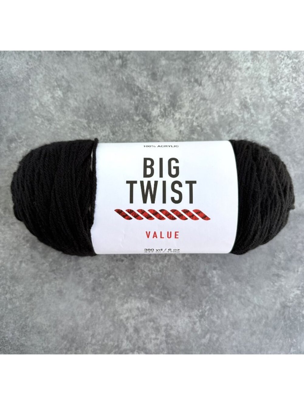 Big Twist Value Yarn Black Color Lot #655655 Weight# 4 100% Acrylic 6oz/380yds